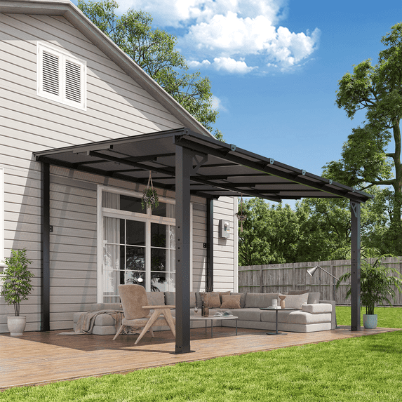 AOXUN 12' x 10' Hardtop Gazebo Outdoor Aluminum Pergola For Garden, Patio, Backyard-Black