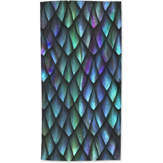 AOYEGO Green Blue Mermaid Scales Kitchen Towel Fish Sequin Blue Hand Towel Soft Absorbent Microfiber Towels for Hair Spa Hotel 15x30 Inch