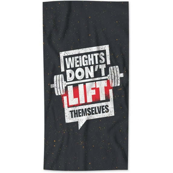 AOYEGO Motivational Quote Microfiber Towels Weights Don't Lift Themselves Gym Workout Sport Word Black Bath Towels Kitchen Hand Towels for Women Men Girls Boys 15x30 Inch