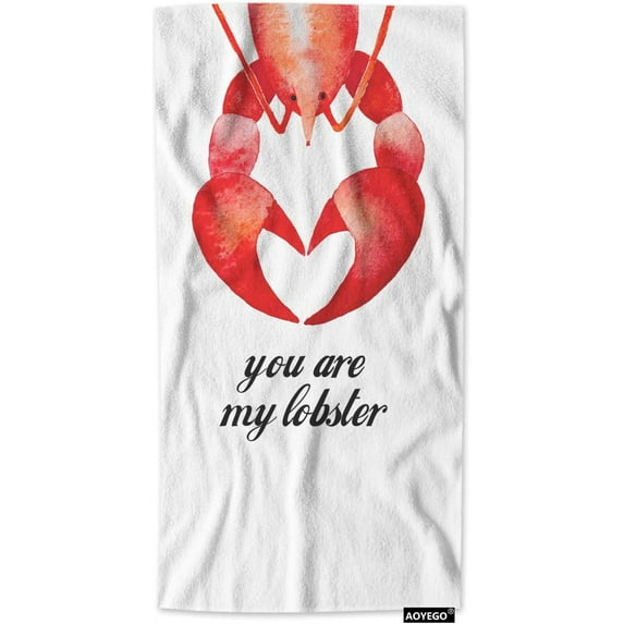 AOYEGO Red Lobster Towels Animal Word You are Lobster for Valentine's Day Soft Highly Absorbent Large Hand Towels for Bathroom Hotel Gym and Spa 15x30 Inch