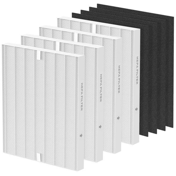 AP-1512HH Replacement Filter Compatible with Coway Airmega AP-1512HH and Airmega 200M air Puri-Fier, AP-1512HH-FP, AP-1518R, AP-1519P, 4 HEPA Filter, 4 Carbon Filters, Compared to Part #3304899