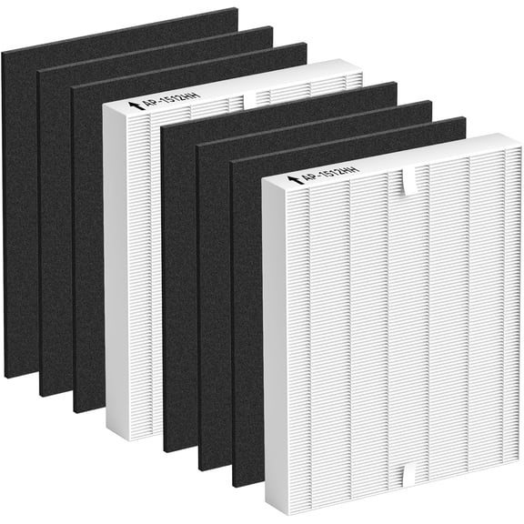 AP-1512HH Replacement Filter for Coway Airmega 200M Air Purifier, #3304899 | 2Pcs High Efficiency Material With 6Pcs Activated Carbon Filter, Replace AP-1512HH-FP AP-1518R AP-1519P