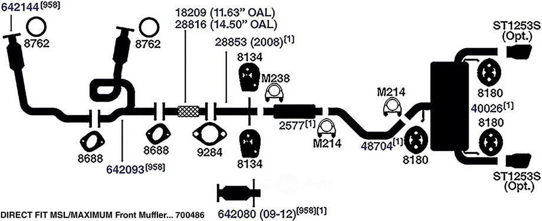 AP 28853 Exhaust Pipe Fits select 20082012 CHEVROLET MALIBU, 2008