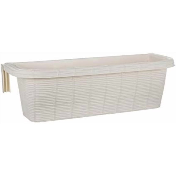 AP-30312 24" Adjustable Railing Planter, Ratan Look, White