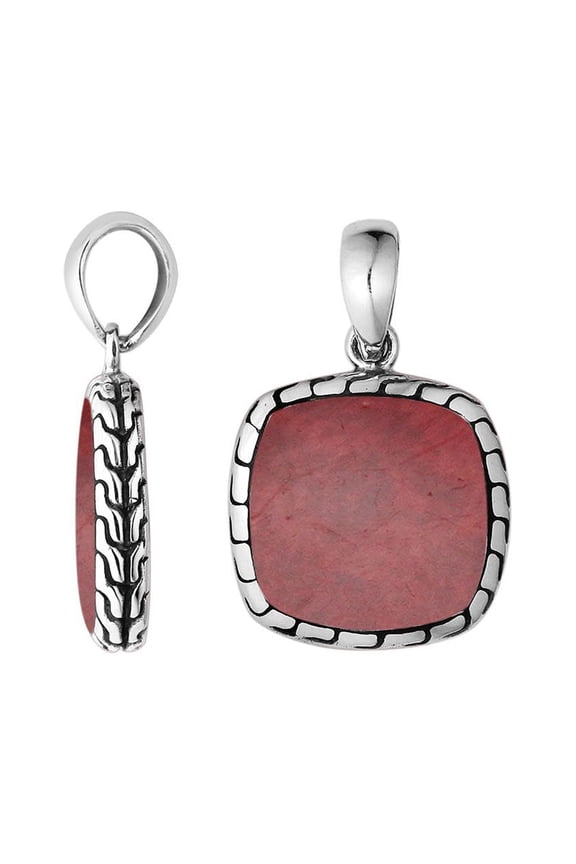 AP-6257-CR Sterling Silver Pandant With Coral
