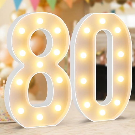 AP 80th Birthday Decorations,12.6 Inch Marquee Numbers for 80th Wedding Anniversary Decorations,Light Up Numbers 80 Sign for Party Backdrop Wall,Table Decoration,Upgraded Large Size Number 80