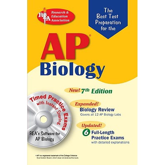 Pre-Owned AP Biology w/CD-ROM (REA) 7th Edition - The Best Test Prep for the AP Exam (Test Preps) (Paperback) 0738602698 9780738602691