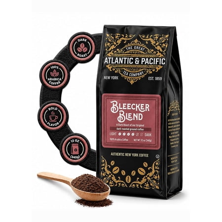 A&P Bleecker Blend Dark Roast Ground Coffee, 12 oz, 1 Pack, 100% Arabica with Bold, Rich Flavor and Aromatic