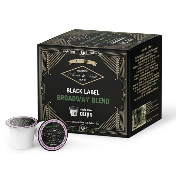 A&P Broadway Blend Medium Roast Coffee Pods, 18 Count, 1 Pack, 100% Arabica, Classic Flavor, K-Cup Compatible