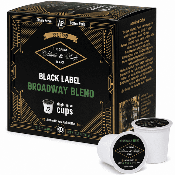 AP Broadway Blend Medium Roast Single Serve Coffee Pods, 72 Count, 4 Boxes of 18 Pods, Smooth Classic Coffee Blend, K-Cup Compatible