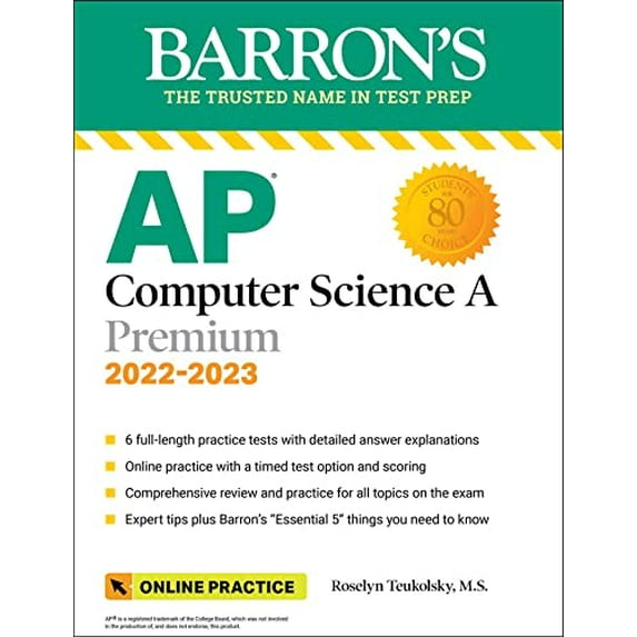 Pre-Owned AP Computer Science a Premium, 2022-2023: Comprehensive Review with 6 Practice Tests + an Online Timed Test Option (Paperback) 1506264158 9781506264158