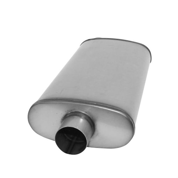 AP EXHAUST PRODUCTS XS2589 MUFFLER - XLERATOR STAINLESS STEEL, LG. OVAL-C/O, 28IN OAL, 3IN