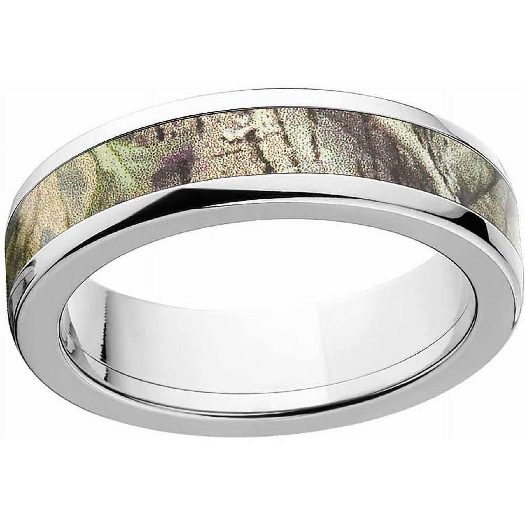 AP Green Men's Camo Stainless Steel Ring with Polished Edges and Deluxe Comfort Fit