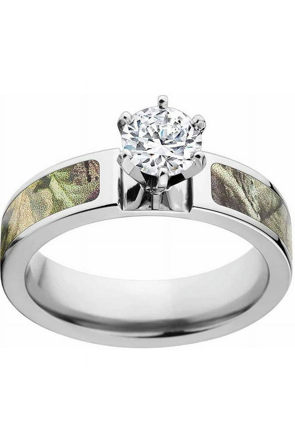 AP Green Women's Camo Engagement Ring Cobalt and 14kt White Gold with Polished Edges and Deluxe Comfort Fit