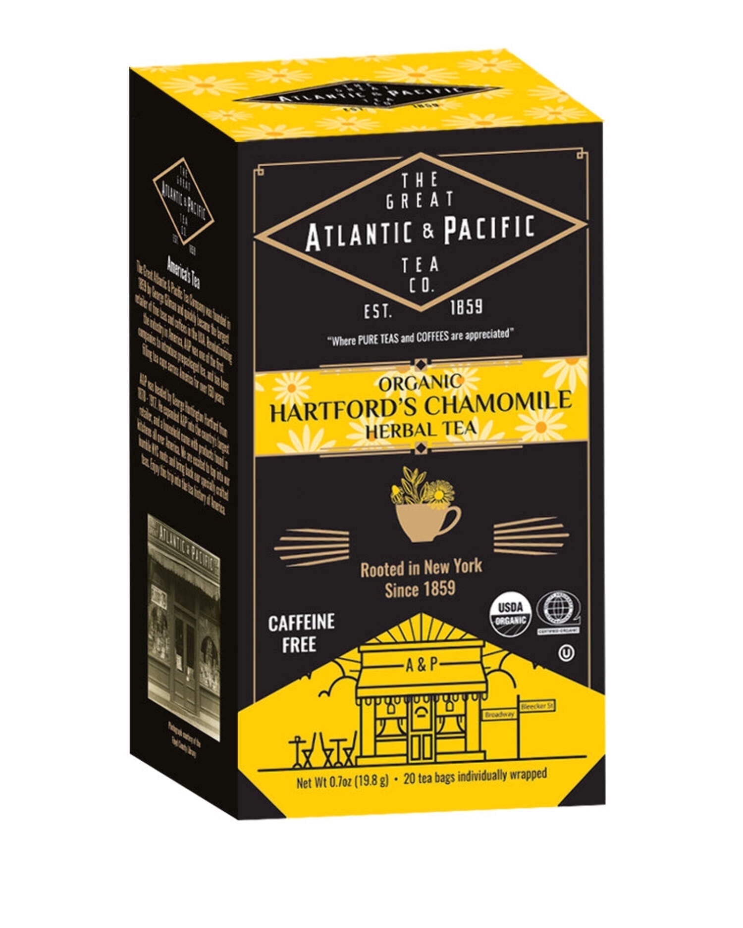 A&P Hartford’s Chamomile Tea, Organic, 20 Count, 6 Boxes, Classic Herbal Tea, Made with Chamomile Flowers