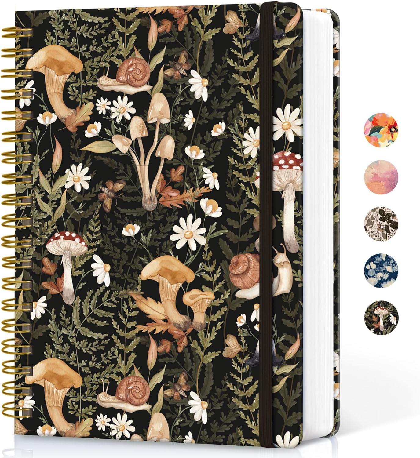 AP Lined Spiral Notebook Journal for Work,300 Pages Thick B5 (7.1"x10") College Ruled Journal for Women & Writing, Hardcover Notebook for Note Taking,Perfect for Office Home School Supplies, Mushroom