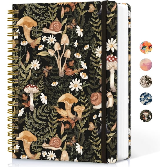 AP Lined Spiral Notebook Journal for Work,300 Pages Thick B5 (7.1"x10") College Ruled Journal for Women & Writing, Hardcover Notebook for Note Taking,Perfect for Office Home School Supplies, Mushroom