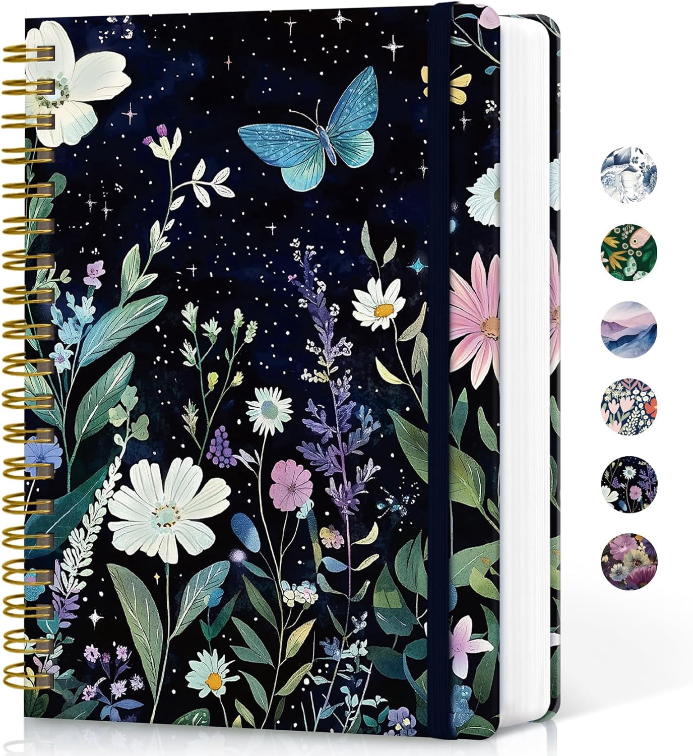 AP Lined Spiral Notebook Journal for Work,300 Pages Thick B5 (7.1"x10") College Ruled Journal for Women & Writing, Hardcover Notebook for Note Taking, Perfect for Office Home School, Celestial Garden