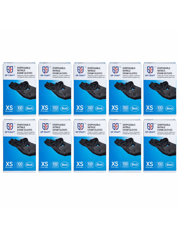 GP Craft Black 5 Mil Nitrile Exam Gloves, Extra Small, 1000 Count
