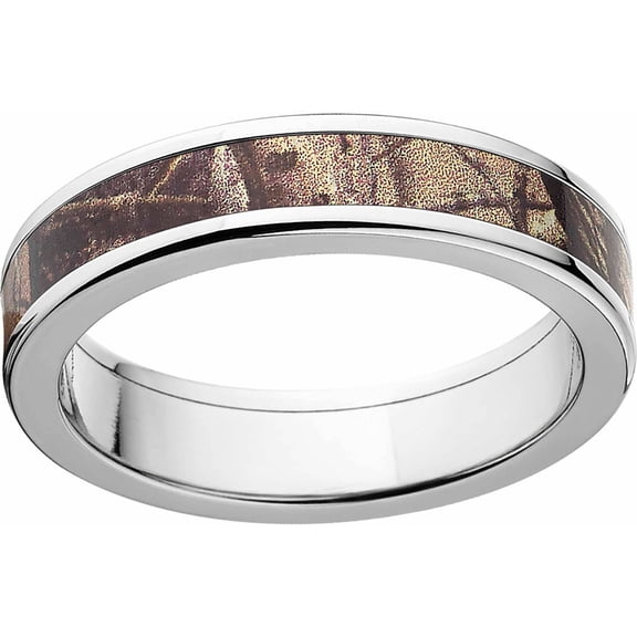 AP Men's Camo Stainless Steel Ring with Polished Edges and Deluxe Comfort Fit