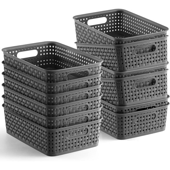 AP Plastic Storage Baskets - Small Pantry Organization and Storage Bins - Household Organizers for Laundry Room, Bathrooms, Bedrooms, Kitchens, Cabinets, Countertops, Under Sink or On Shelve,12Pack