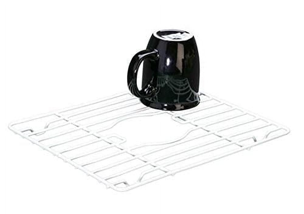 White Steel Twin Sink Saver with Drain Hole