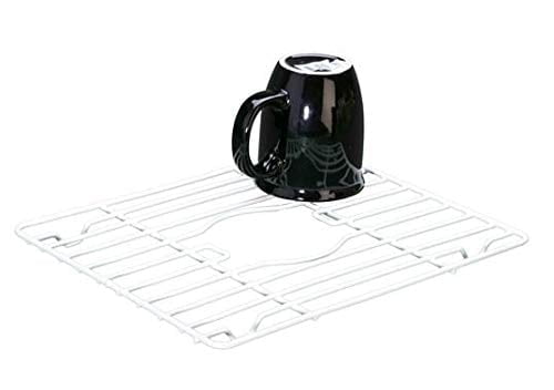 White Steel Twin Sink Saver with Drain Hole
