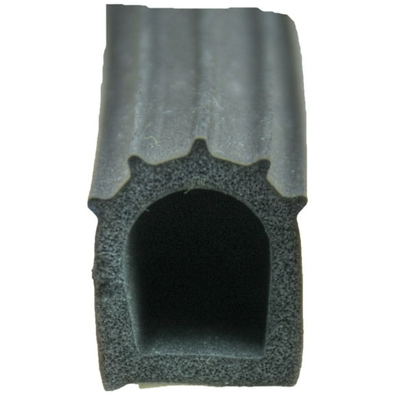 AP Products 018-023-PT Black Ribbed 1" x 1" x 50' RV Window & Door D Seal with Tape