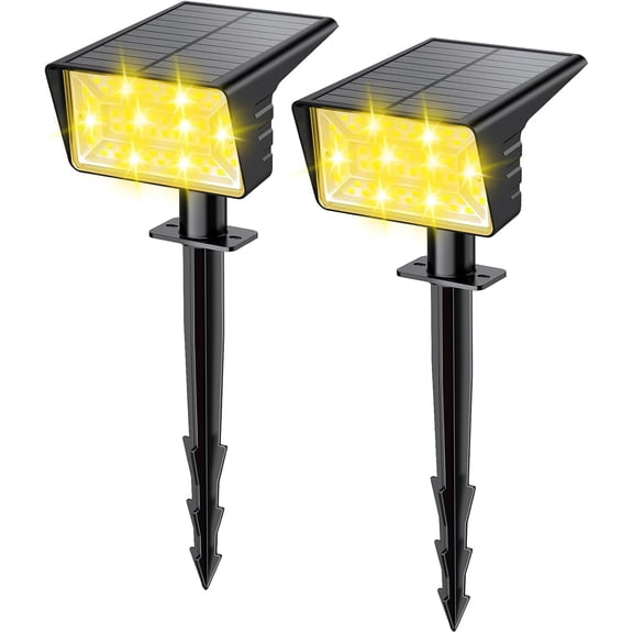 AP Solar Spot Lights Outdoor with 60 LED & Auto On/Off, 2 Pack Solar Lights Outdoor Waterproof IP68 with 3 Lighting Modes, 2-in-1 Solars Landscape Light for Outside, Garden, Yard(Warm White)