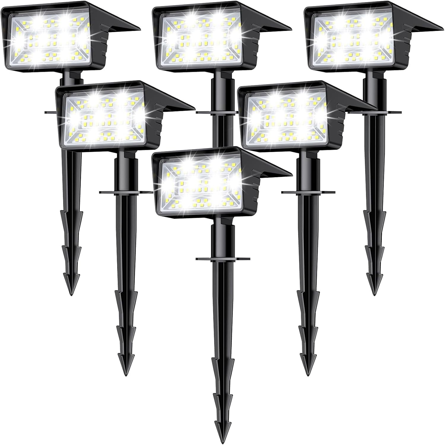 AP Solar Spot Lights Outdoor with 60 LED & Auto On/Off, 6 Pack Solar Lights Outdoor Waterproof IP68 with 3 Lighting Modes, 2-in-1 Solars Landscape Light for Outside, Garden, Yard(Cool White)