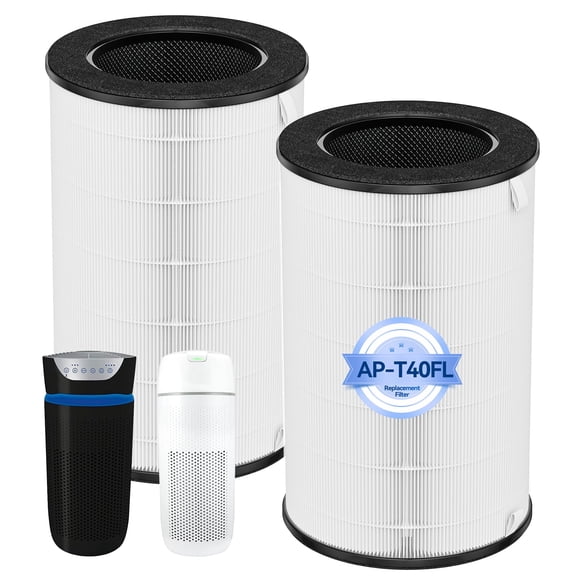 AP-T40FL True HEPA Replacement Filter Compatible with 1461901 Homedics Total Clean 5-in-1 Air Cleaner Purifier, AP-T40 AP-T45WT AP-T40WT AP-T45-BK AP-T45-WT AP-T40WTAR, 2 pack