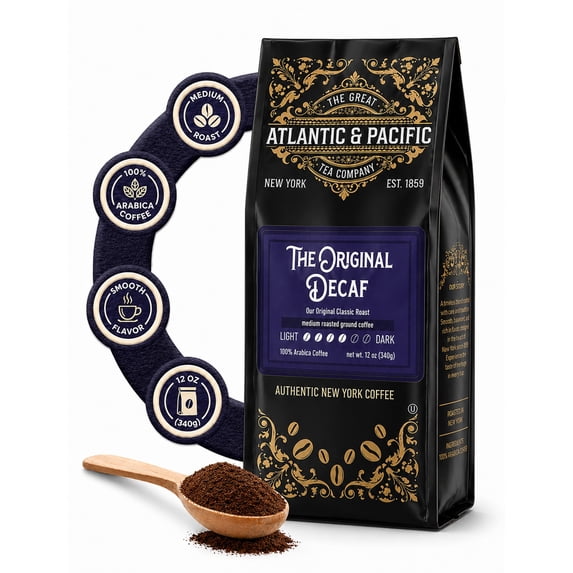 A&P The Original Decaf Medium Roast Ground Coffee, 12 oz, 1 Pack, Premium 100% Arabica with Smooth & Classic flavour