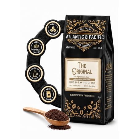 A&P Original Medium Roast Ground Coffee, 12 oz, 100% Arabica Coffee Beans, Classic Flavor, Fresh Roasted Blend, Rich Aroma, Balanced Everyday Brew