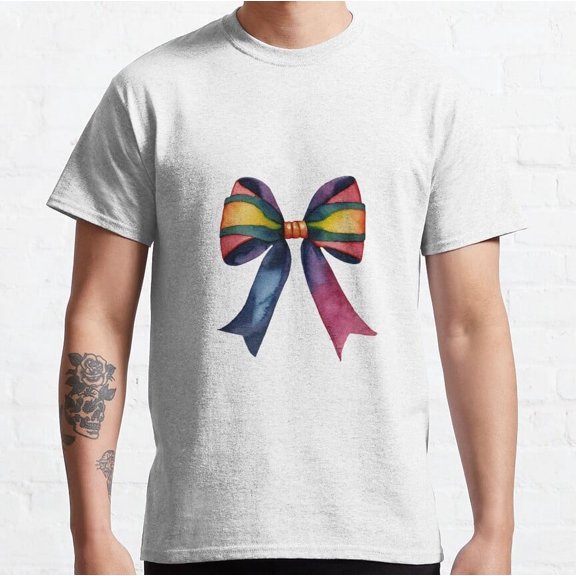 AP267-17 Colorful Watercolor Ribbon Bow Classic T-Shirt Vintage Birthday Gifts