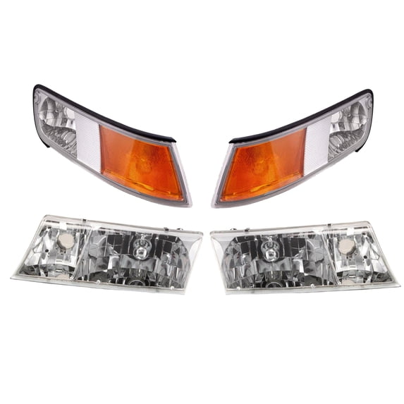 APA Replacement Combo Set of Headlight and Corner Lamp for 1998 1999 2000 2001 2002 98 99 00 01 02 Grand Marquis Set of 2 Headlights and 2 Corner Lamps Passenger Right and Driver Left Side