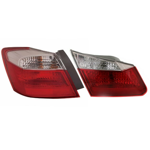 APA Replacement Inner Outer Tail Light for 2013 2014 2015 Accord EX LX Sport Sedan Driver Left LH Side 33550T2AA01 34155T2AA01 HO2804101C HO2802104C