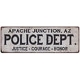 thumbnail image 1 of APACHE JUNCTION, AZ POLICE DEPT. Vintage Look Metal Sign Chic Decor 206180012984, 1 of 1