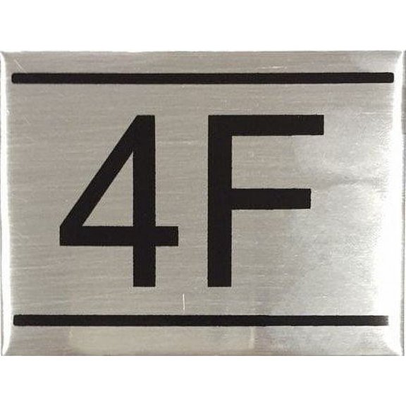 APARTMENT NUMBER SIGN -4F -BRUSHED ALUMINUM (2.25X3, Aluminium))