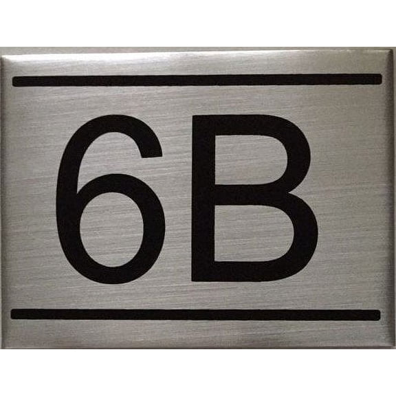 APARTMENT NUMBER SIGN -6B -BRUSHED ALUMINUM (2.25X3, Aluminium))(ref-2022-4)
