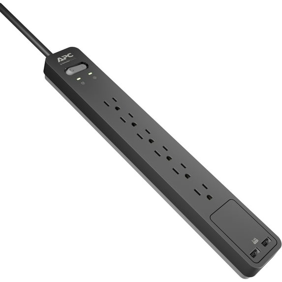 APC 6-Outlet Surge Protector 1080 Joules with USB Charging Ports, SurgeArrest Essential (PE6U2)