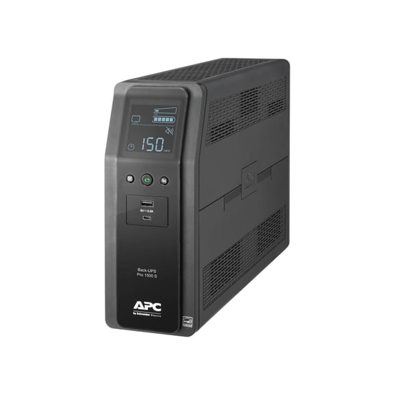 APC Back-UPS Pro BR1500MS2, 1500VA/900W, Tower, 120V, 10x NEMA 5-15R outlets, AVR, USB Type A + C ports, LCD, User Replaceable Battery