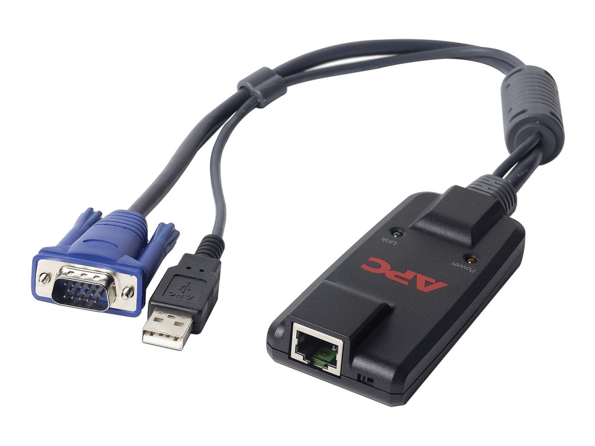APC KVM 2G, Server Module, USB - KVM Cable for Keyboard/Mouse, Monitor, KVM Switch - First End: 1 x 15-pin HD-15 - Male, 1 x USB Type A - Male - Second End: 1 x RJ-45 Network - Female - Black - 1 E...