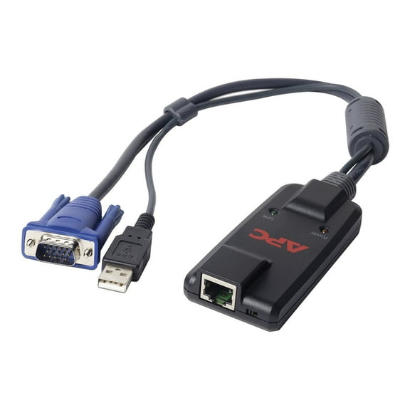 APC KVM 2G, Server Module, USB - KVM Cable for Keyboard/Mouse, Monitor, KVM Switch - First End: 1 x 15-pin HD-15 - Male, 1 x USB Type A - Male - Second End: 1 x RJ-45 Network - Female - Black - 1 E...