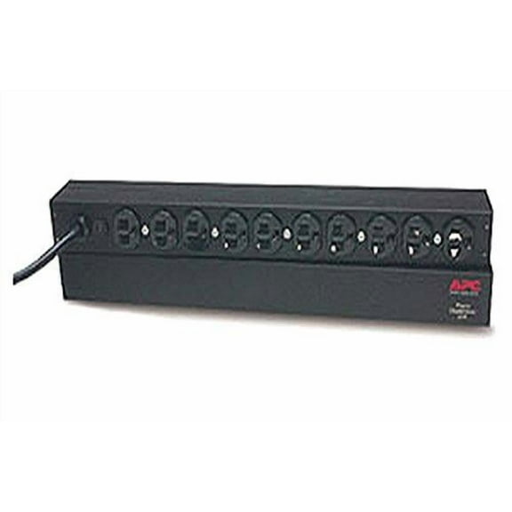 APC Rack Mount PDU, Basic 100V-120V/15A, (10) Outlets, 1U Horizontal Rackmount (AP9562) 15A