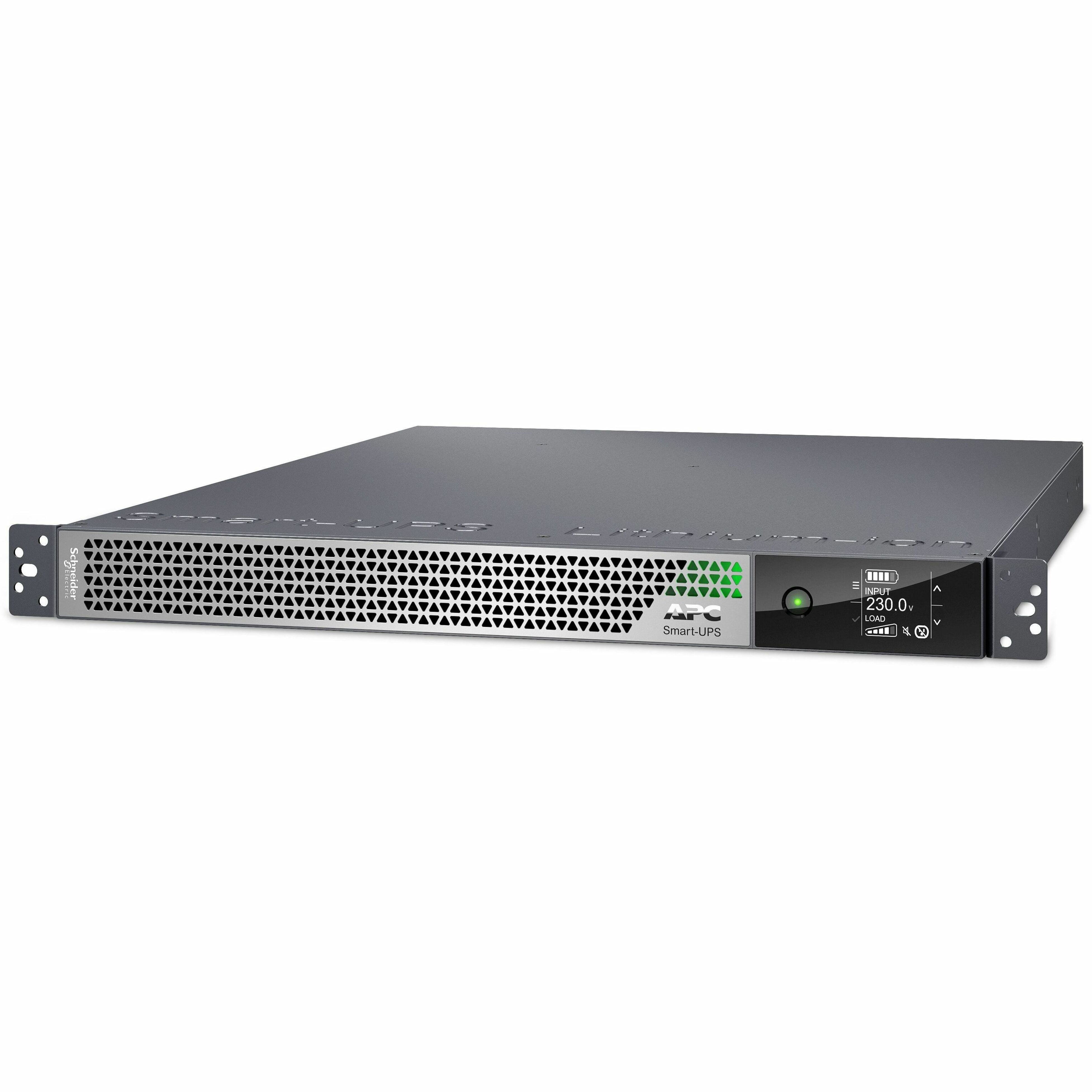 APC Smart-UPS Ultra On-Line, 3000VA, Lithium-ion, Rack/Tower 1U, 208/230V, 3x C13, 2x C19 IEC outlets, Network Card, Extended runtime, W/rail kit - 1U Rack-mountable - 1.50 Hour Recharge - 4.60 Min...