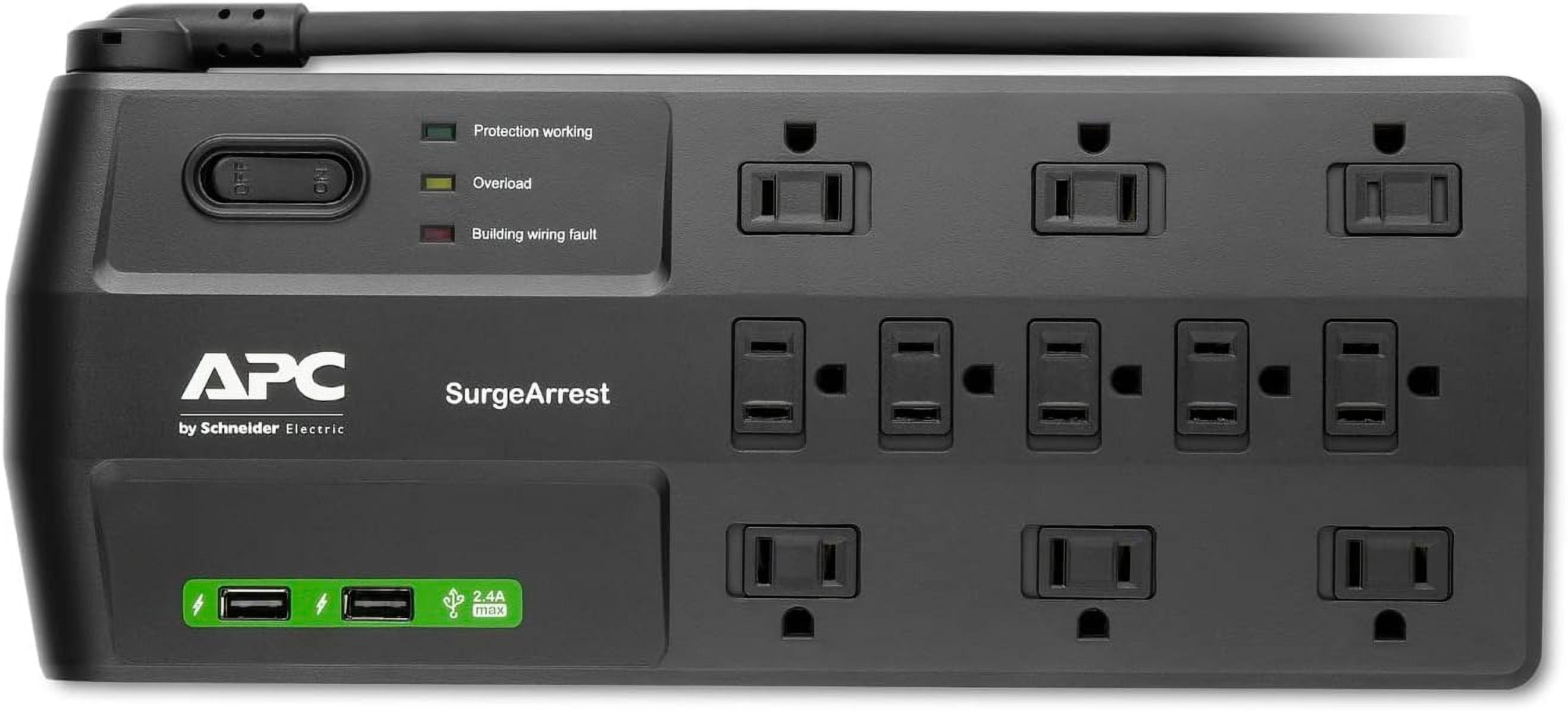 APC Surge Protector with USB Ports, P11U2MP10, 2880 Joule, 8' Cord