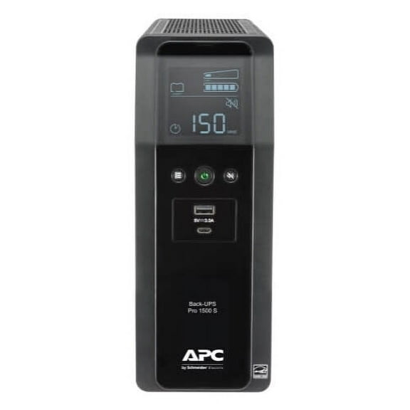 APC Back-UPS Pro 1500VA Sinewave UPS Battery Backup with LCD, AVR, and USB-C Charging (BR1500MS2)