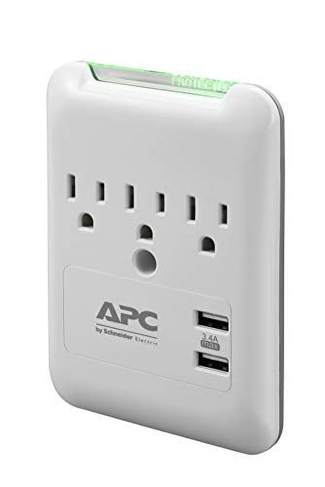 APC Wall Outlet Surge Protector with USB Ports, PE3WU3, (3) AC Multi