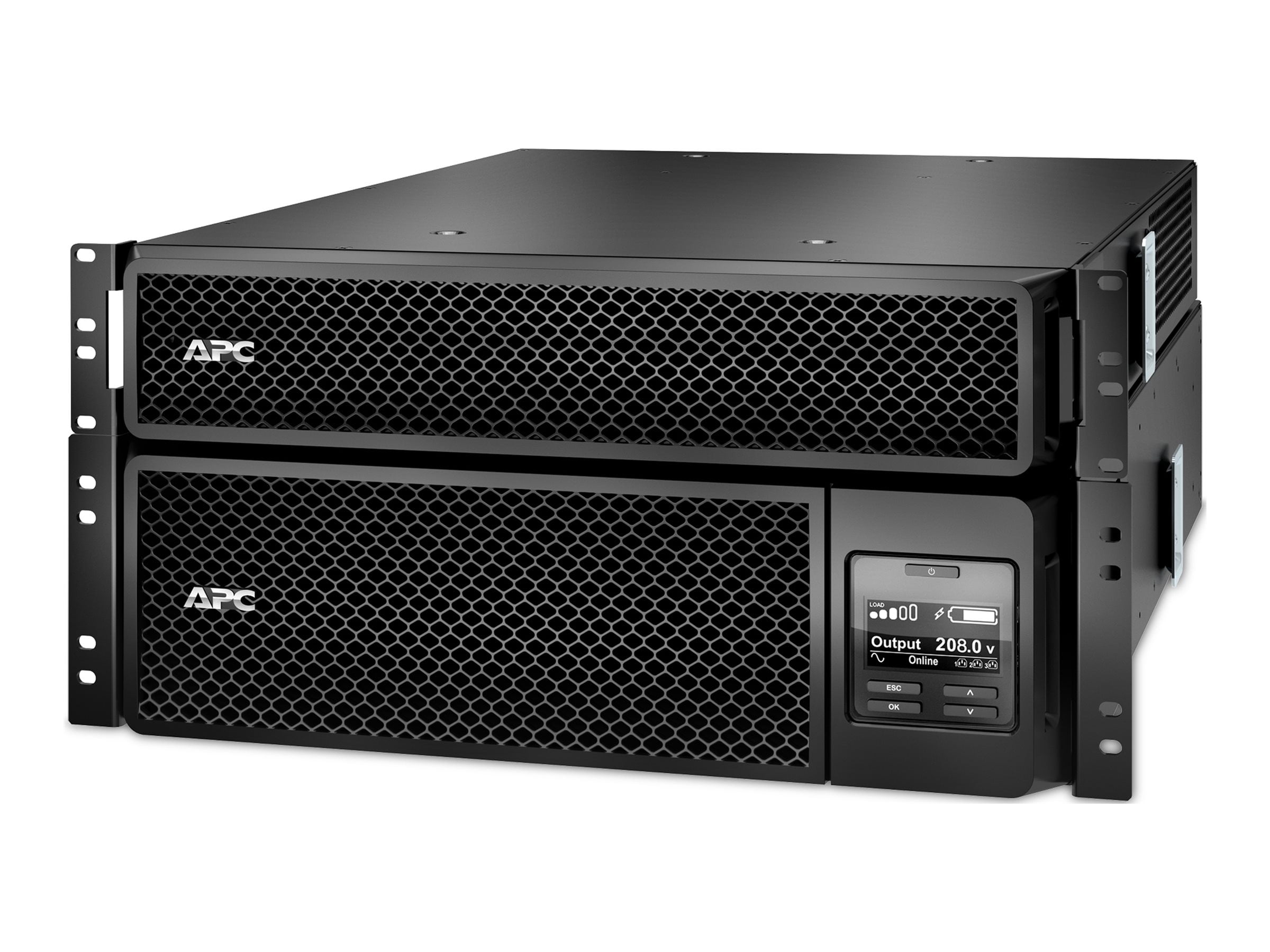 APC Smart-UPS SRT 5000VA RM - UPS (rack-mountable) - AC 208 V - 4800 Watt - 5000 VA - 1-phase - Ethernet 10/100, USB - output connectors: 16 - 5U - 19" - 10 ft cord - black - APC Take-Back - with 208V to 120V Step-Down Transformer - for P/N: SRT192RMBP, SRT192RMBPUS