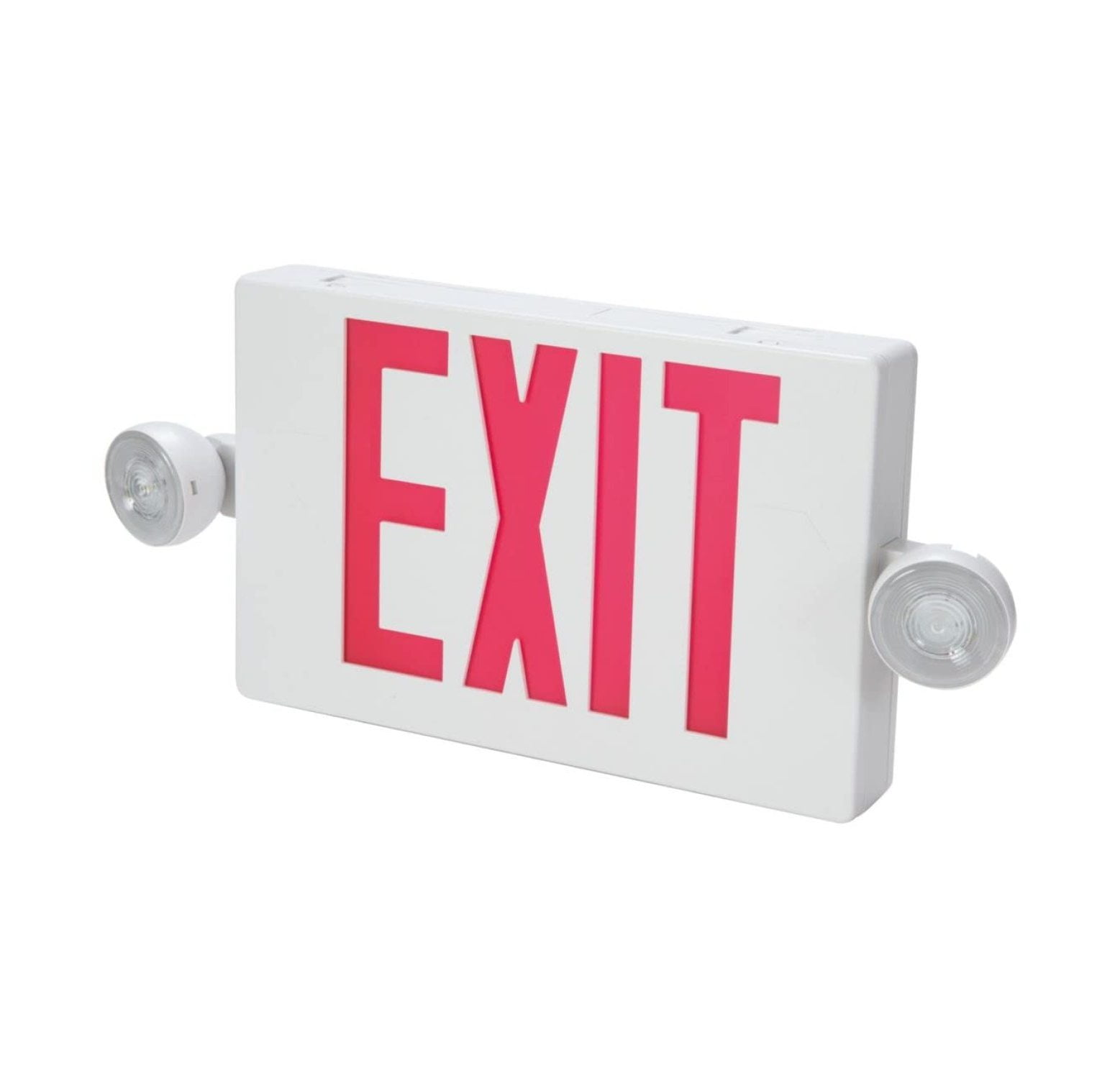 White and Red LED Exit Sign with Dual Lights